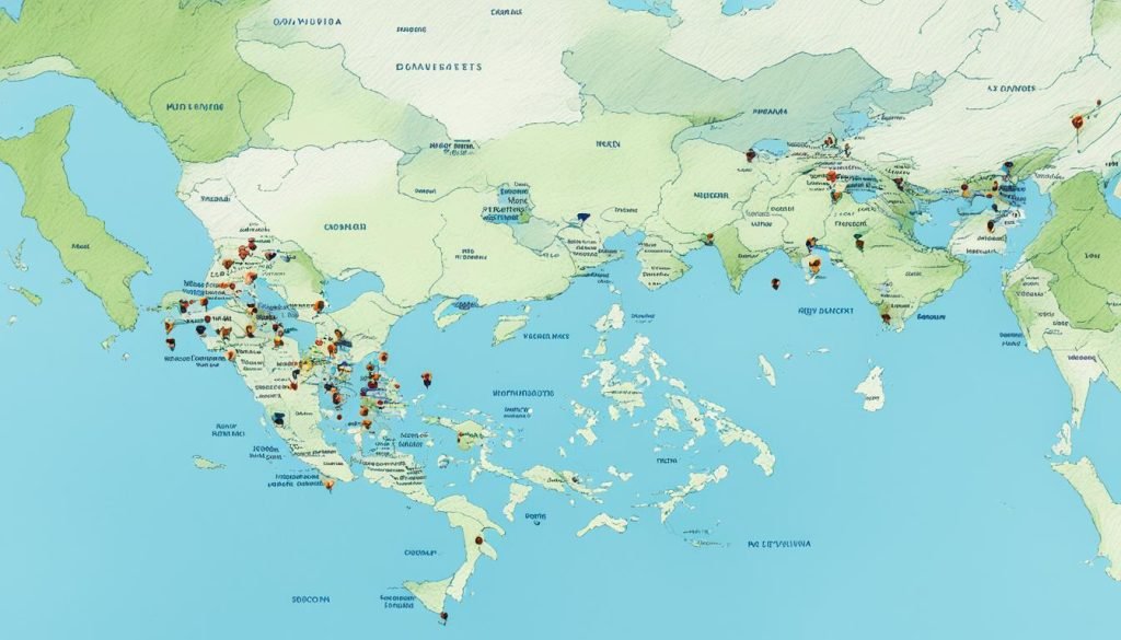 Map highlighting countries with drone travel restrictions